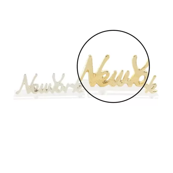 LITTON LANE 9 in. x 3 in. Gold and Silver Aluminum New York Letter Cut-outs with Clear Acrylic Base (Set of 2)