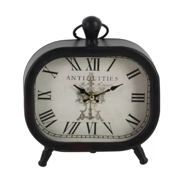 LITTON LANE Classic Rounded Rectangle Iron Table Clock in Distressed Red and Black or White (3-Pack)