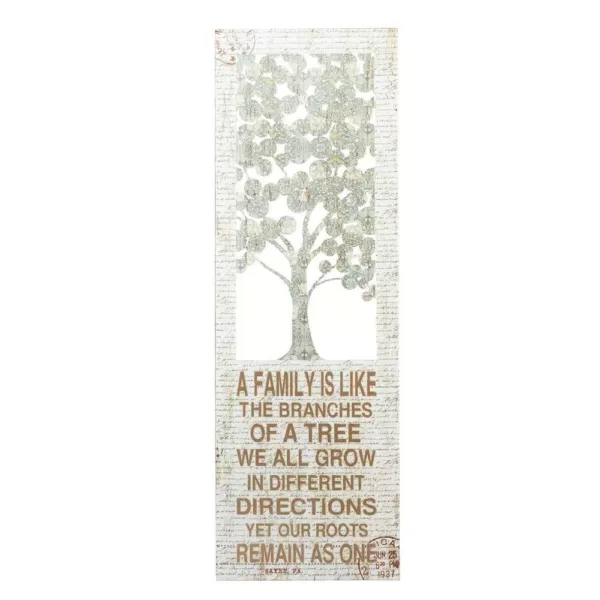 LITTON LANE 12 in. x 36 in. Shabby Chic "A Family is Like the Branches" Inspirational Statement Wall Decor
