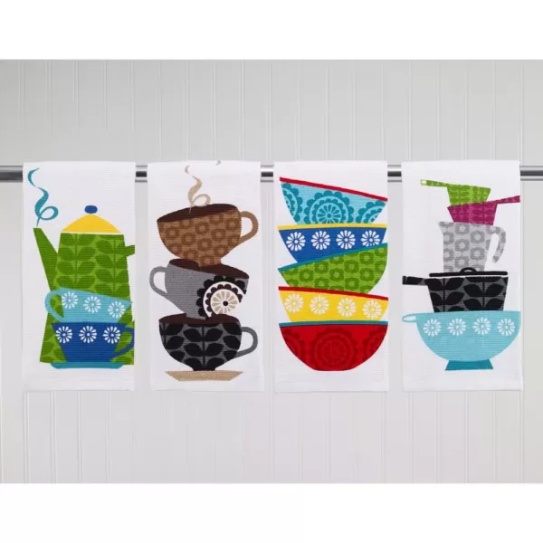 RITZ T-fal Multicolor Tea Cotton Print Dual and Solid Kitchen Dish Towel (Set of 6)