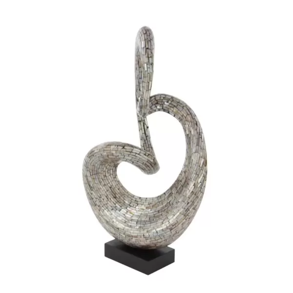 LITTON LANE Abstract Polystone Loop Sculpture with Mother of Pearl Tile Inlay