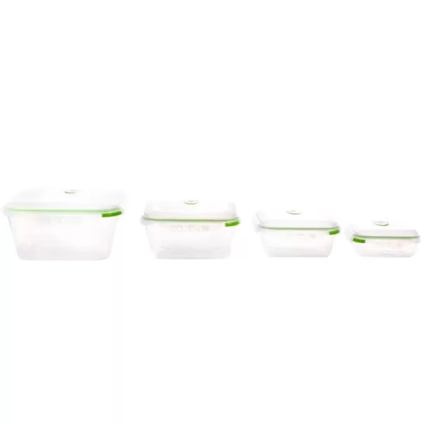 Ozeri INSTAVACTM Green Earth Food Storage Container Set, BPA-Free 8-Piece Nesting Set with Vacuum Seal and Locking Lids