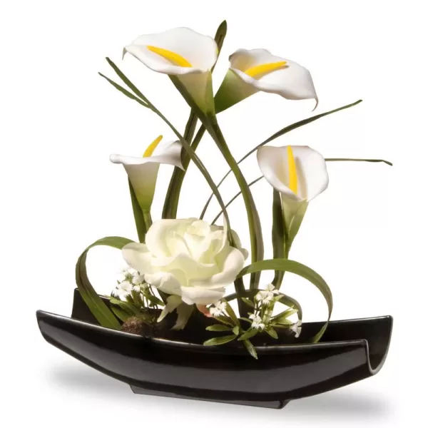 National Tree Company 11 in. White Rose and Calla Lily Flowers