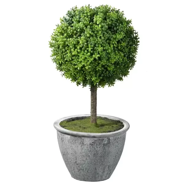 National Tree Company 14 in. Single Ball Topiary in Gray Pot