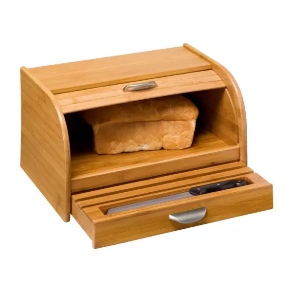 Honey-Can-Do Bamboo Bread Box with Pull-Out Drawer and Cutting Board