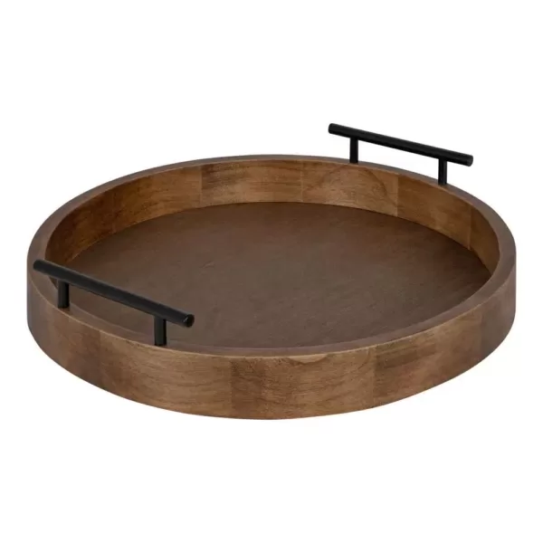 Kate and Laurel Lipton 18 in. x 18 in. Natural Round Wood Decorative Tray