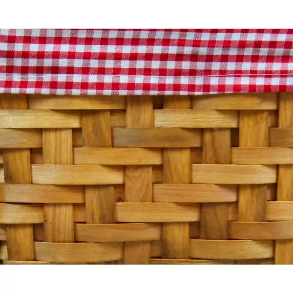 Vintiquewise 10.2 in. W x 7.7 in. D x 5.5 in. H Wooden Small Rectangular Basket Lined with Gingham Lining