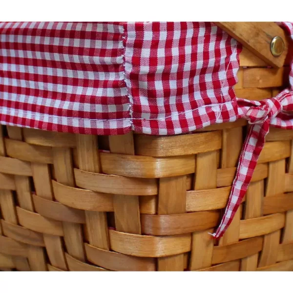 Vintiquewise 10.2 in. W x 7.7 in. D x 5.5 in. H Wooden Small Rectangular Basket Lined with Gingham Lining