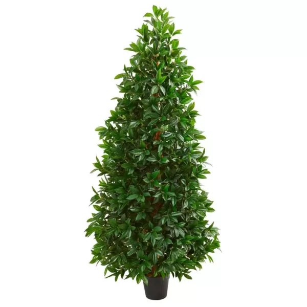 Nearly Natural Indoor/Outdoor 5ft. Bay Leaf Cone Topiary Artificial Tree