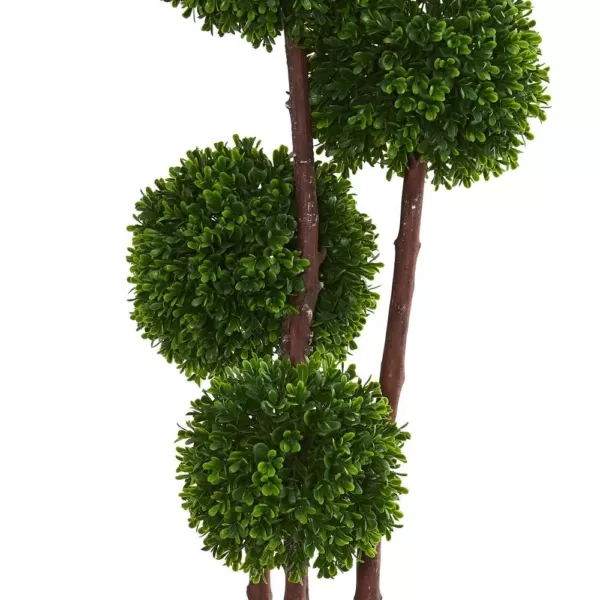 Nearly Natural 4 in. UV Resistant Indoor/Outdoor Boxwood Artificial Topiary Tree in Planter