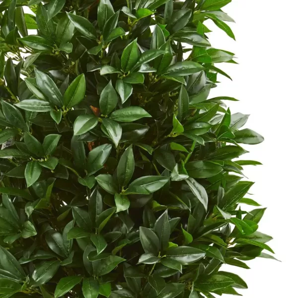 Nearly Natural Indoor/Outdoor 56-In. Bay Leaf Cone Topiary Artificial Tree in Black Planter