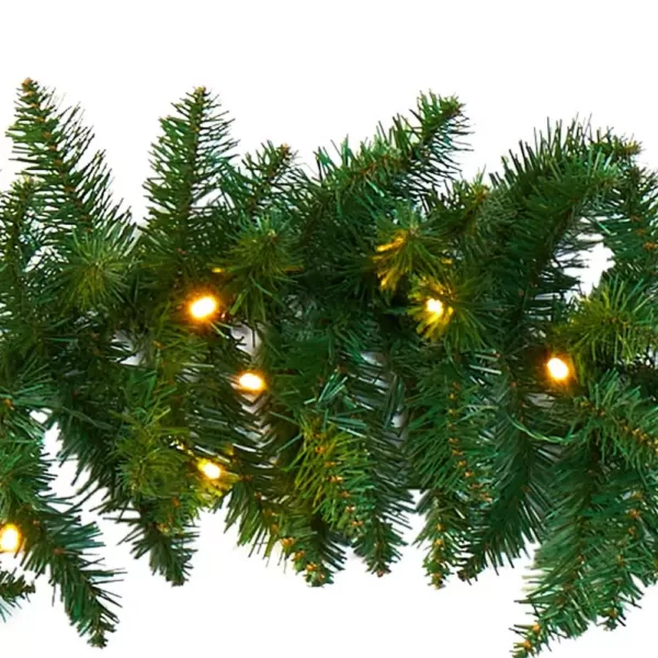 Nearly Natural 9 ft. Battery Operated Pre-lit Artificial Christmas Pine Garland with 50 Warm White LED Lights
