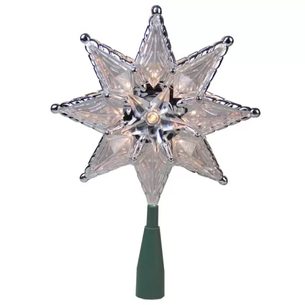 Northlight 8 in. Silver Mosaic 8-Point Star Christmas Tree Topper - Clear Lights