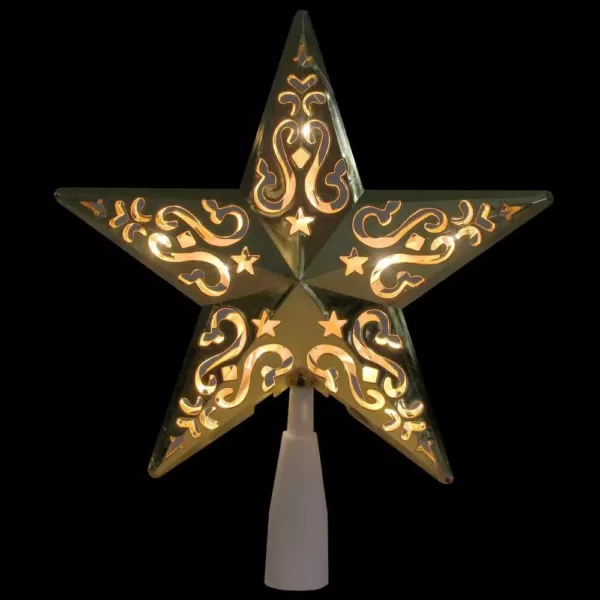 Northlight 8.5 in. Gold Star Cut-Out Design Christmas Tree Topper - Clear Lights