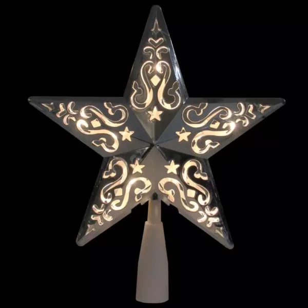 Northlight 8.5 in. Silver Star Cut-Out Design Christmas Tree Topper - Clear Lights