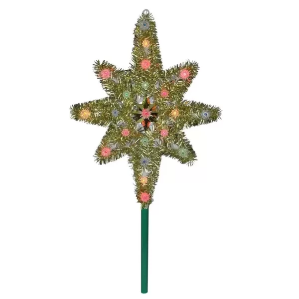 Northlight 21 in. Gold Tinsel Star of Bethlehem Christmas Tree Topper in Multi-Lights