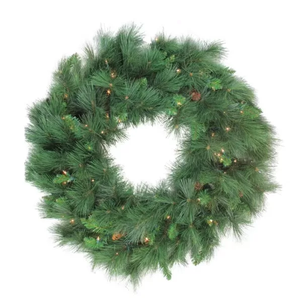 Northlight 48 in. PreLlit White Valley Pine Artificial Christmas Wreath with Clear Lights