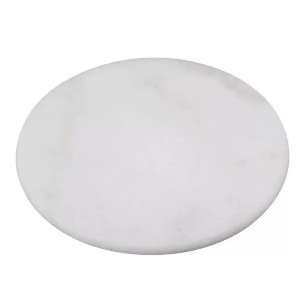 Creative Home Genuine 8 dia. Off-White Natural Marble Round Trivet, Cheese Serving Board Platter for Fine Dinning