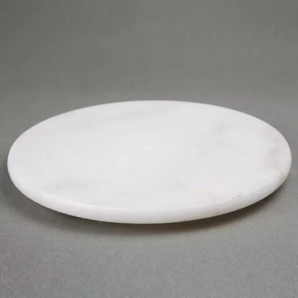 Creative Home Genuine 8 dia. Off-White Natural Marble Round Trivet, Cheese Serving Board Platter for Fine Dinning