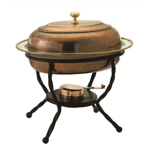 Old Dutch 6 qt. 16.5 in. x 12.75 in. x 19 in. Oval Antique Copper over Stainless Steel Chafing Dish