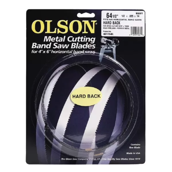 Olson Saw 64-1/2 in. L x 1/2 in. with 14-Wavy TPI High Carbon Steel with Hardened Edges and Hard Back Band Saw Blade