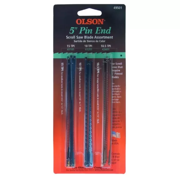 Olson Saw Copy 2 5 in. L Plain End Precision Ground Scroll Saw Blade Assortment with 6 each PG49502, PG49702 and PG49902