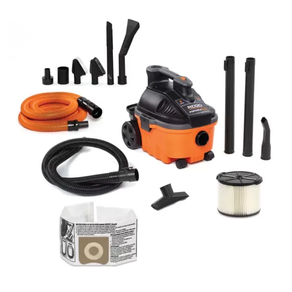 RIDGID 4 Gal. 5.0-Peak HP Portable Wet/Dry Shop Vacuum with Filter, Hose, Accessories and Premium Car Cleaning Kit