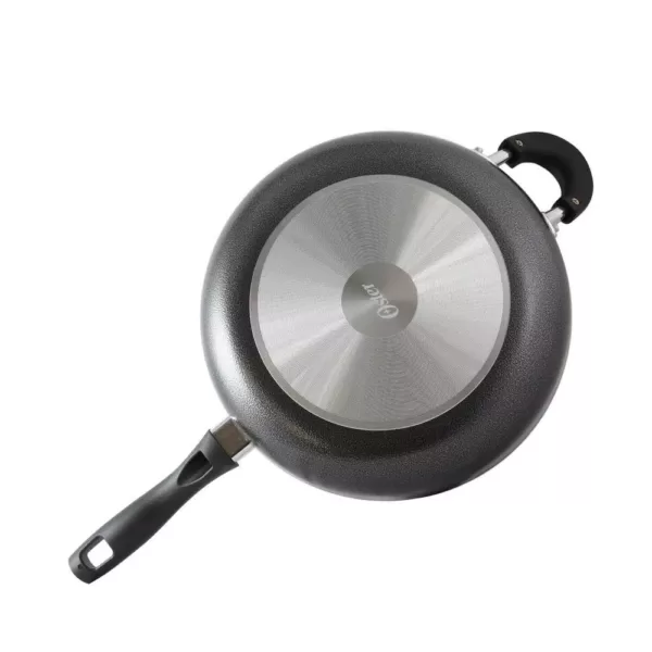Oster Clairborne 5 qt. Aluminum Nonstick Saute Pan in Charcoal Grey with Glass Lid