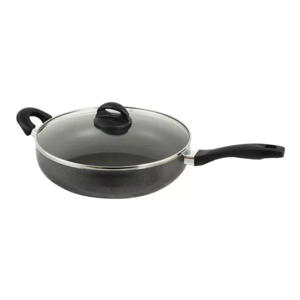 Oster Clairborne 5 qt. Aluminum Nonstick Saute Pan in Charcoal Grey with Glass Lid