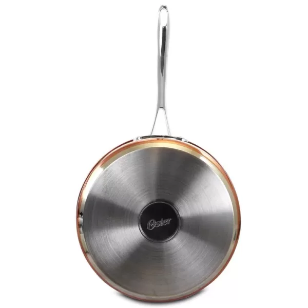 Oster Carabello 3.5 qt. Stainless Steel Nonstick Saute Pan in Copper with Glass Lid