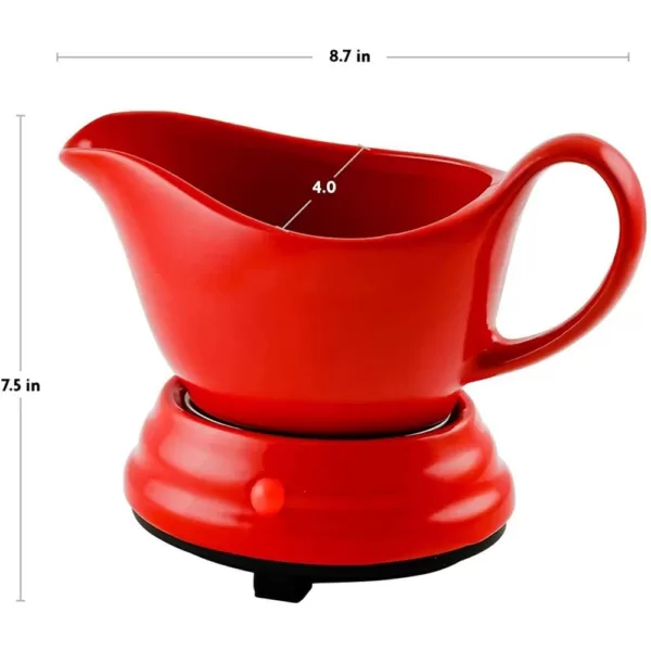 Ovente 16 oz. Red Electric Warmer with Detachable Gravy Boat (FW177833R)