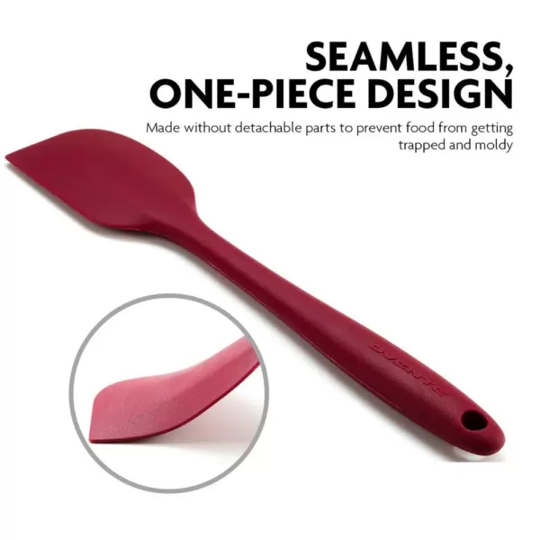 Ovente Premium Silicone BPA-Free, Spatula with Stainless Steel Core 500F Heat-Resistant, Non-Stick, Dishwasher Safe, Red