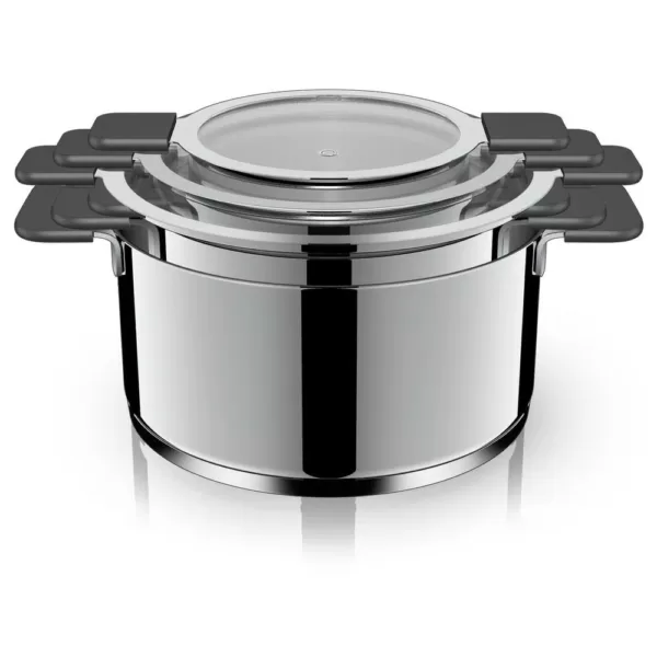 Ozeri 6-Piece Stainless Steel Inductive Pot Set with Straining and Hands-Free Glass Lids