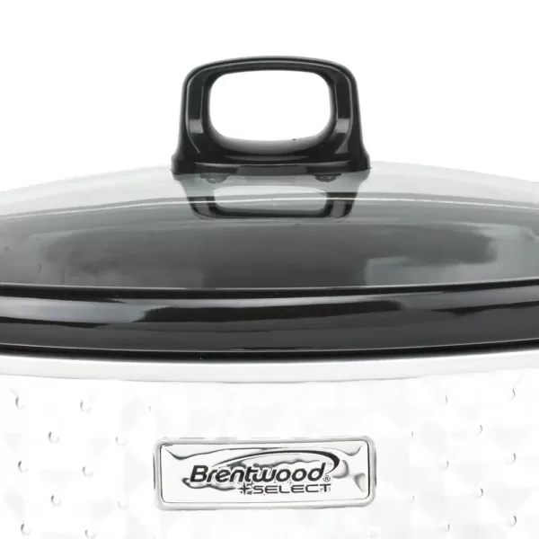 Brentwood Appliances Diamond 7 Qt. Pearl Slow Cooker with Tempered Glass Lid