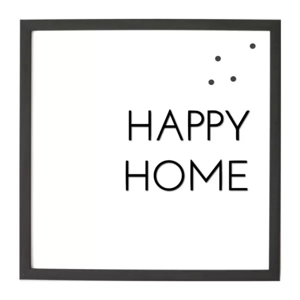 Petal Lane Happy Home with Raised Letters Magnet Board, Ebony Frame, Magnetic Memo Board