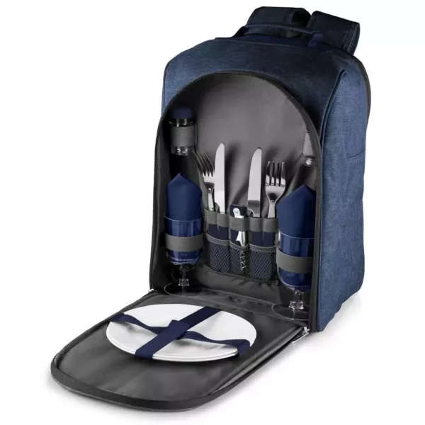 Picnic Time Colorado Navy Wood Picnic Cooler Backpack