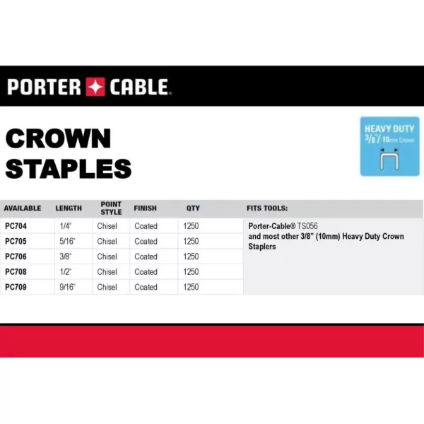 Porter-Cable 3/8 in. x 1/2 in. Glue Collated Crown Staple