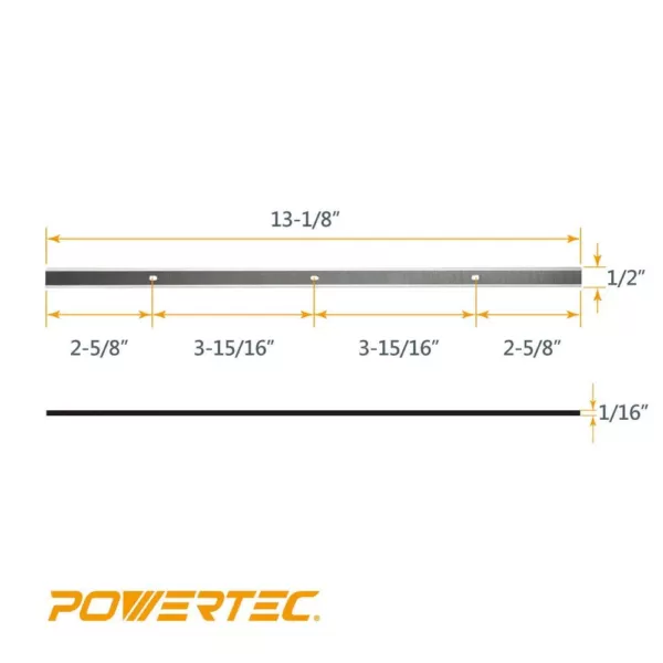 POWERTEC 13 in. HSS Replacement Planer Blades for the Steel City Planer 40100 Replacement Planer Knives # 40936 (Set of 2)