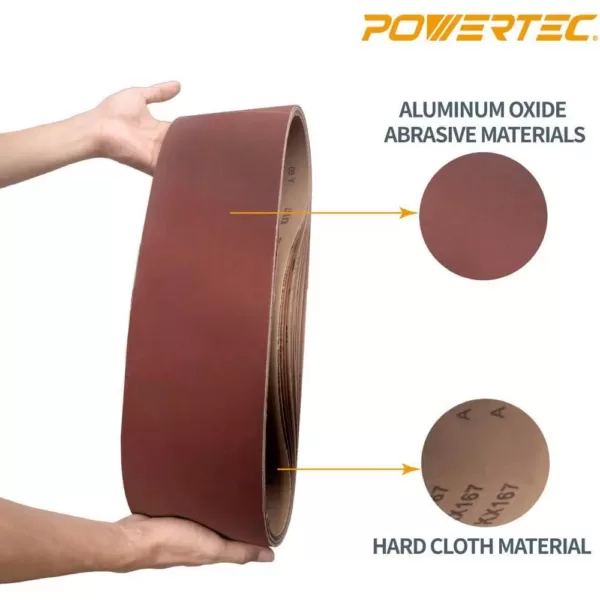 POWERTEC 6 in. x 48 in. 120-Grit Aluminum Oxide Sanding Belt (10-Pack)