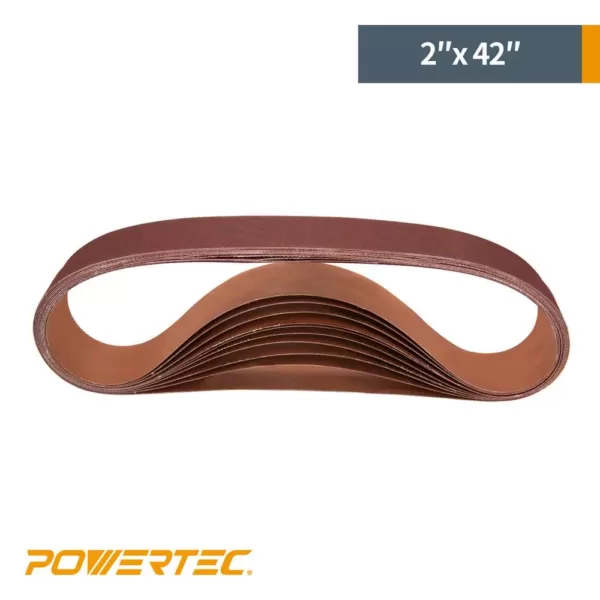 POWERTEC 2 in. x 42 in. 100-Grit Aluminum Oxide Sanding Belt (10-Pack)