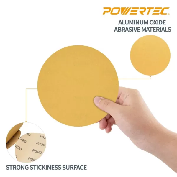 POWERTEC 6 in. 80-Grit Aluminum Oxide PSA Sanding Disc Roll (100-Pack)