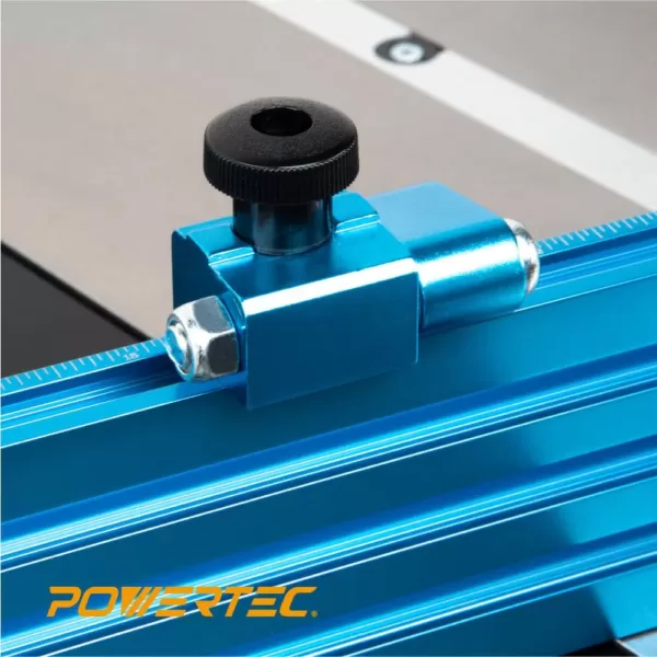 POWERTEC 24 in. x 3 in. Table Saw Precision Miter Gauge System Multi-Track Fence with 27 Angle Stops