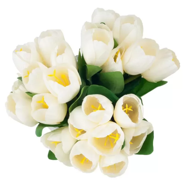 Pure Garden 8.5 in. Tulip Floral Cream Arrangement