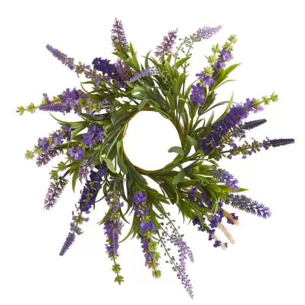 Nearly Natural 16 in. W Lavender Wreath and 12 in. H Lavender Arrangement (Set of 2)