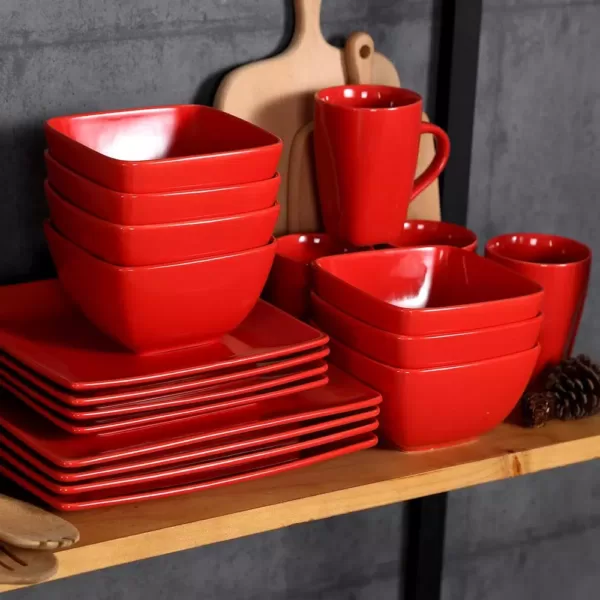 Boyel Living 16- Piece Modern Solid Color Red Porcelain Dinnerware Sets (Service for Set for 4)