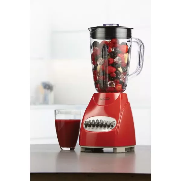 Brentwood Appliances 50 oz.12-Speed Red Countertop Blender with Electric Hand Mixer
