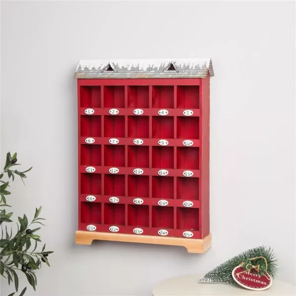 Glitzhome 25 in. H Countdown to Christmas Wood and Metal Advent Calendar Decor