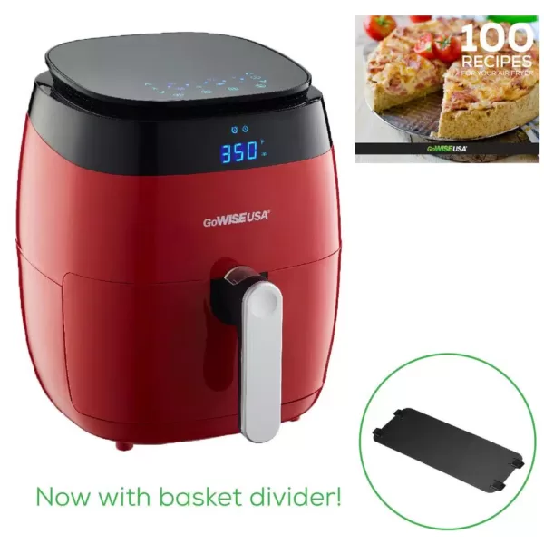 GoWISE USA 5 Qt. Red Air Fryer with Duo Touchscreen Display
