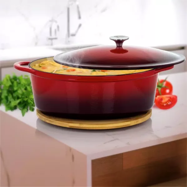 MegaChef MegaChef 7 Qt. Oval Enameled Cast Iron Casserole in Red