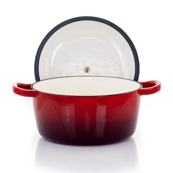 MegaChef MegaChef 5 Qt. Round Enameled Cast Iron Casserole in Red with Lid